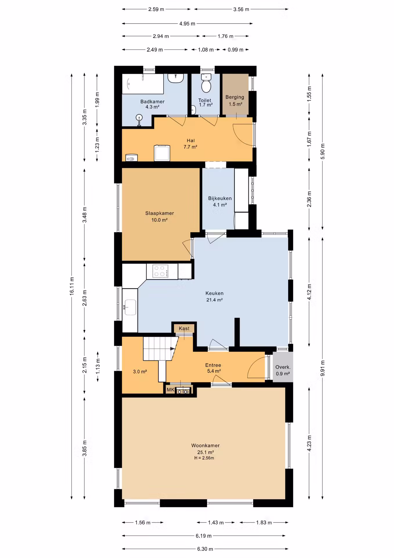 Plattegrond 1 – Hardingstraat 12, Onstwedde